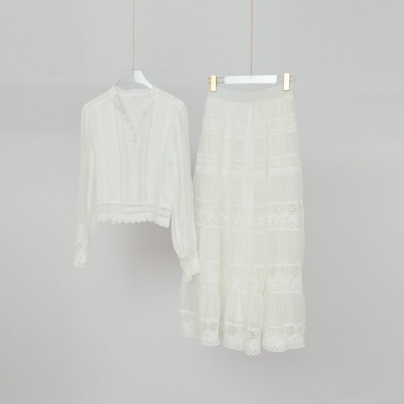 Lace Stitching Hollow Large Swing Suit - Fashionable Design - Image 12