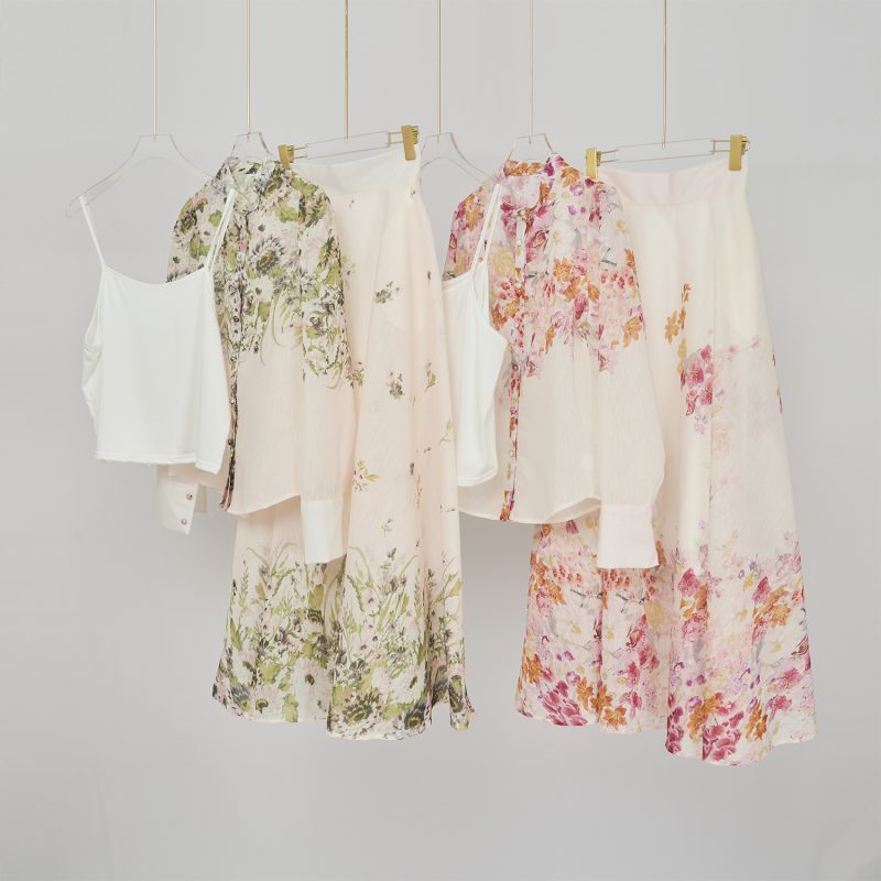 Colorful Floral Slip Skirt Suit - Western & Sweet Lady Style - Image 15