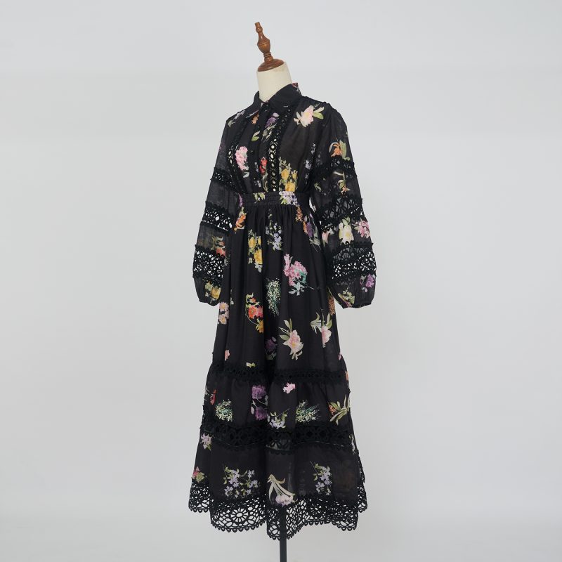Spring & Autumn Lace Patchwork Blouse & Long Skirt Set - Image 3