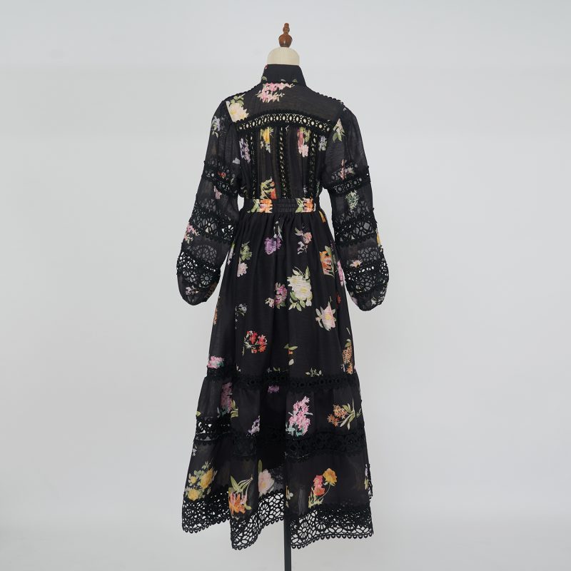 Spring & Autumn Lace Patchwork Blouse & Long Skirt Set - Image 4