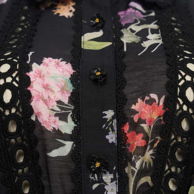 Spring & Autumn Lace Patchwork Blouse & Long Skirt Set - Image 6