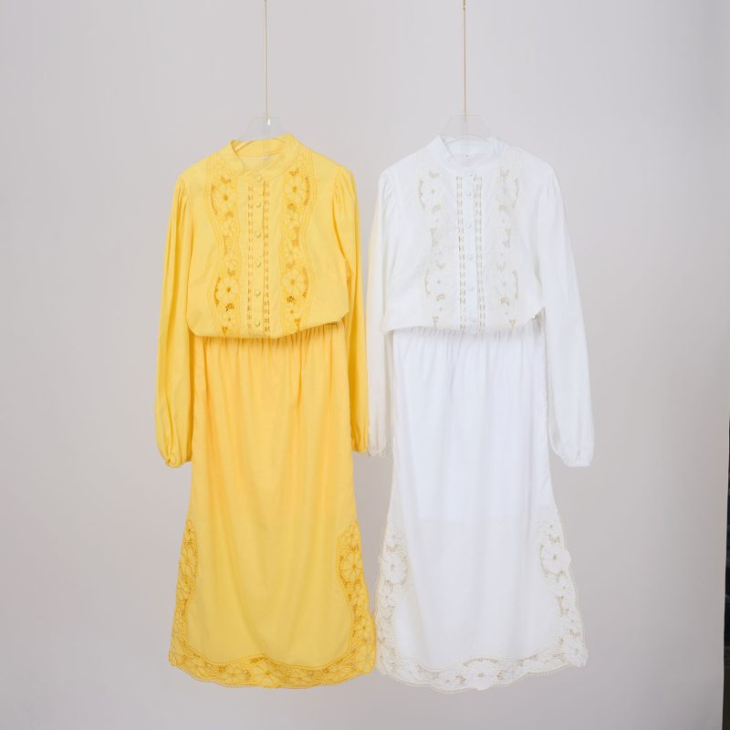 Solid Color Button Embroidery Skirt Three-Piece Set - Spring & Autumn - Image 3
