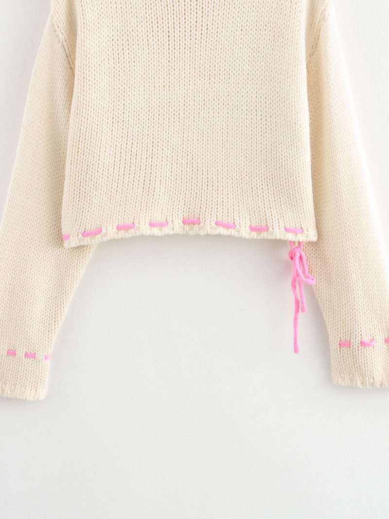 Drawstring Thick Needle Sweater - Long Sleeve Autumn Top - Image 6