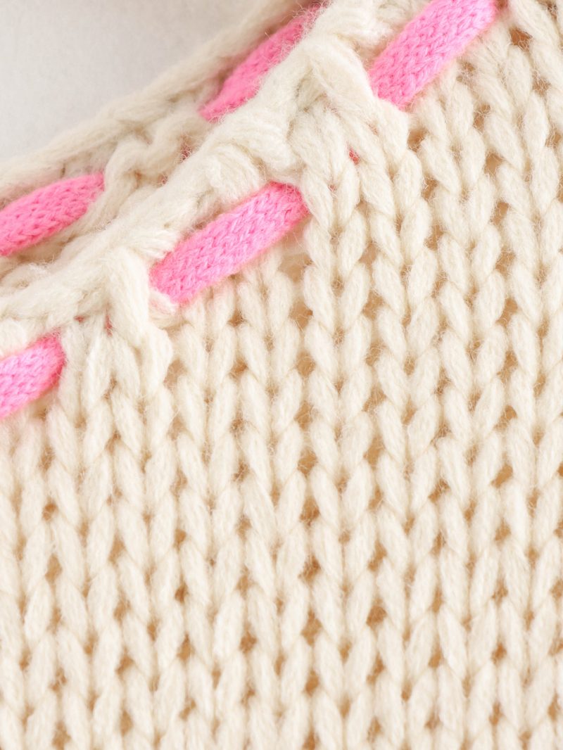 Drawstring Thick Needle Sweater - Long Sleeve Autumn Top - Image 9