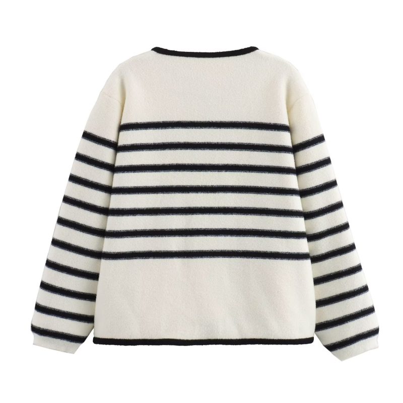 Vintage Stripe Knitted Cardigan - Autumn Winter - Image 2