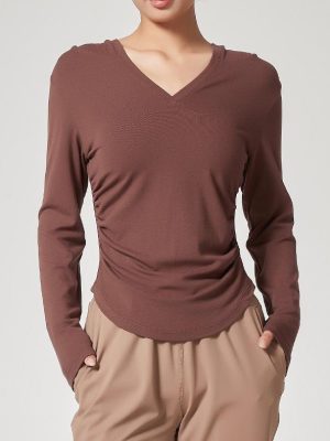 Women’s High-Grade Hooded V-Neck Long Sleeve Bottoming Shirt