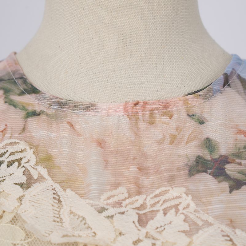 French Vintage Lace Print Dress - Image 4