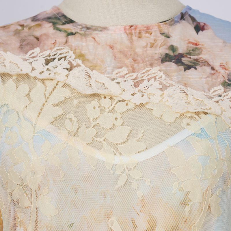 French Vintage Lace Print Dress - Image 5