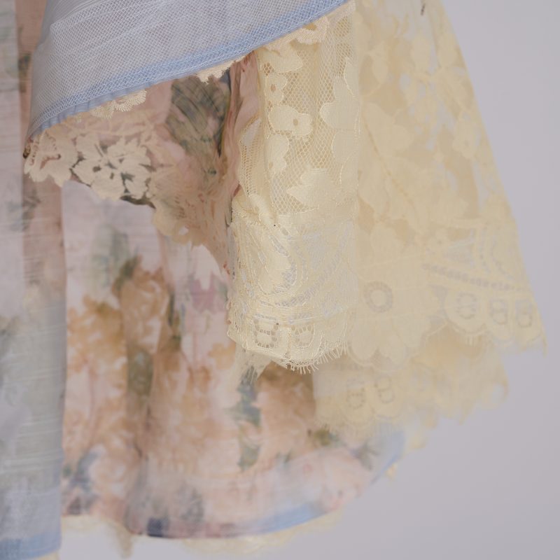 French Vintage Lace Print Dress - Image 9