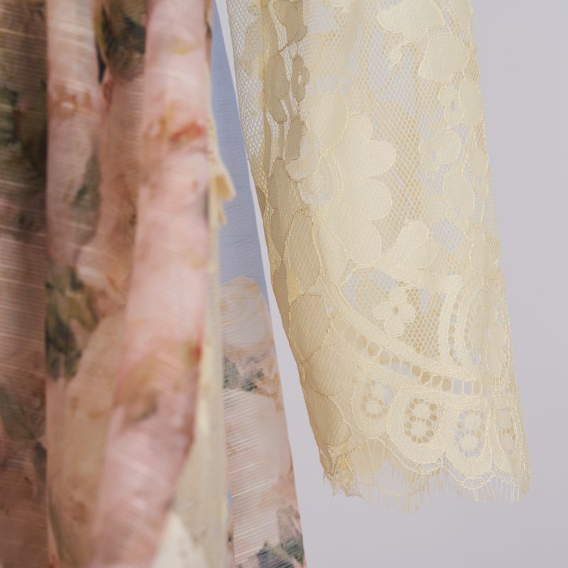 French Vintage Lace Print Dress - Image 10