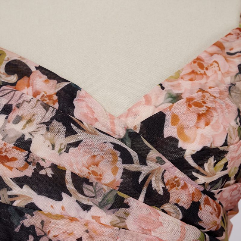 V-Neck Draped Rococo Short Dress - Image 4