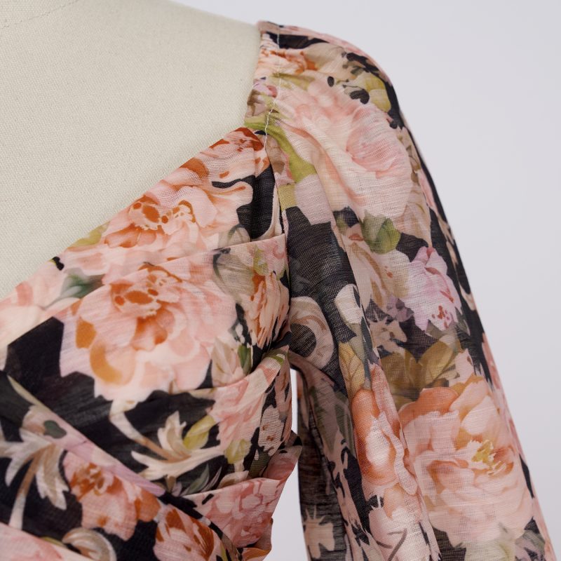 V-Neck Draped Rococo Short Dress - Image 6