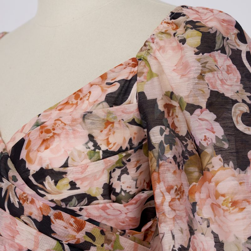 V-Neck Draped Rococo Short Dress - Image 15