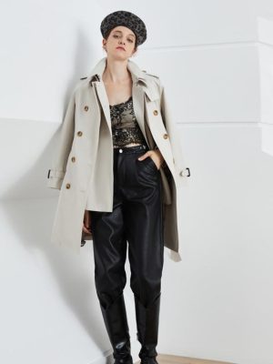 Mid-Length Khaki Trench Coat – Classic Office All-Matching