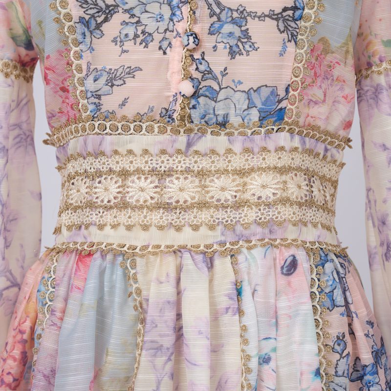 Spring Lace V-Neck Short Dress - Long Sleeve - Image 7
