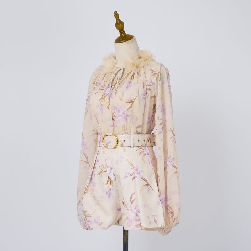 Spring Floral Three-Piece Set - Top & High-Waisted Shorts - Image 5