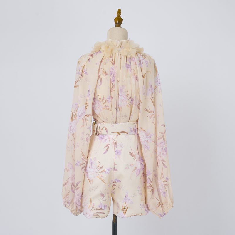Spring Floral Three-Piece Set - Top & High-Waisted Shorts - Image 6