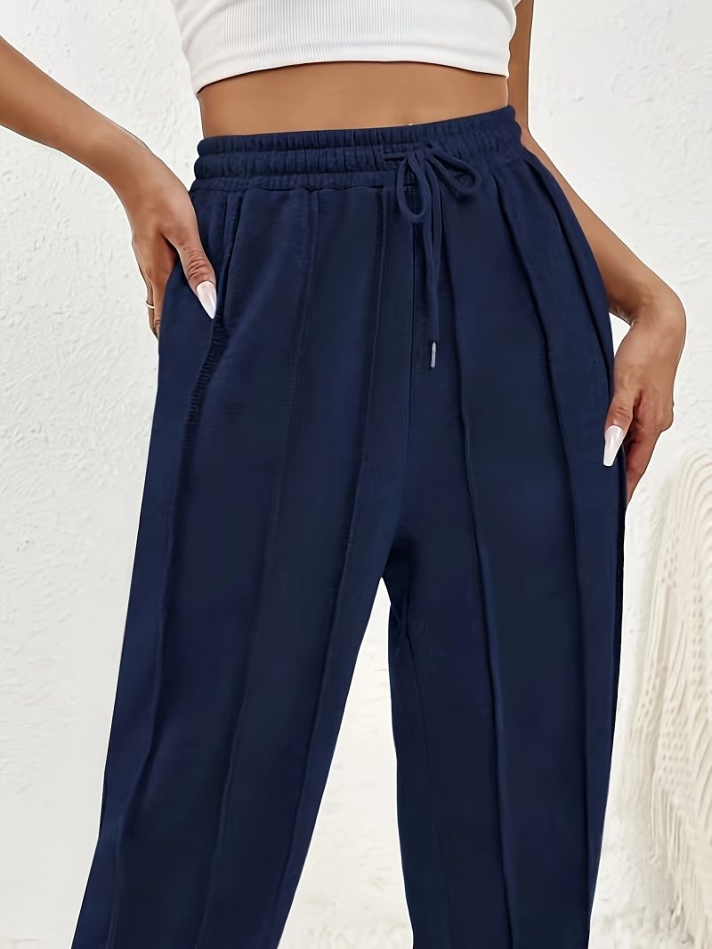 Gray High-Waist Wide Leg Sweatpants - Casual Loose Track Pants for Women - Image 7