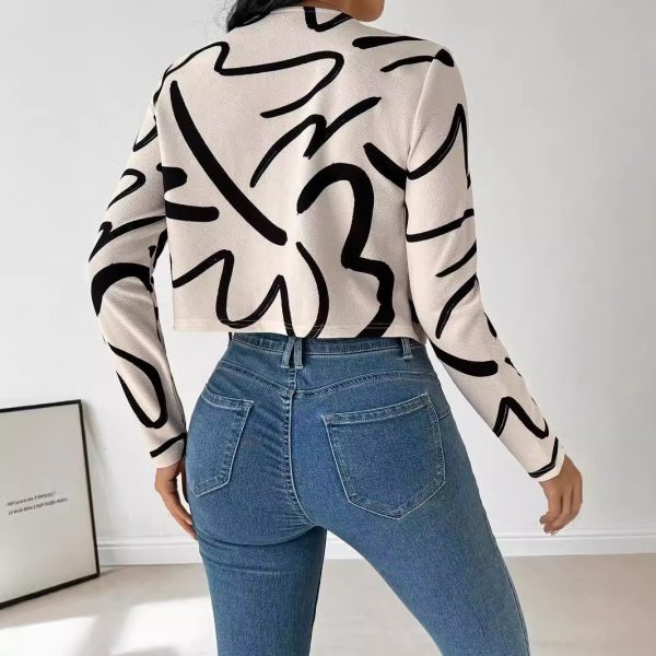 Elegant Open Front Abstract Print Jacket for Women - Image 2