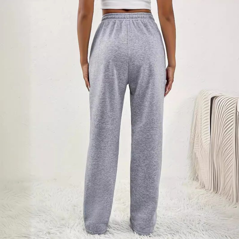 Gray High-Waist Wide Leg Sweatpants - Casual Loose Track Pants for Women - Image 4