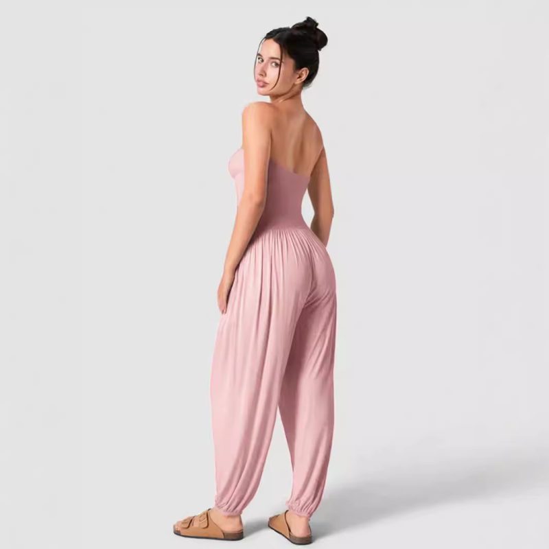 Women's Casual Summer Tube Top Ankle-Tied Jumpsuit - Image 2