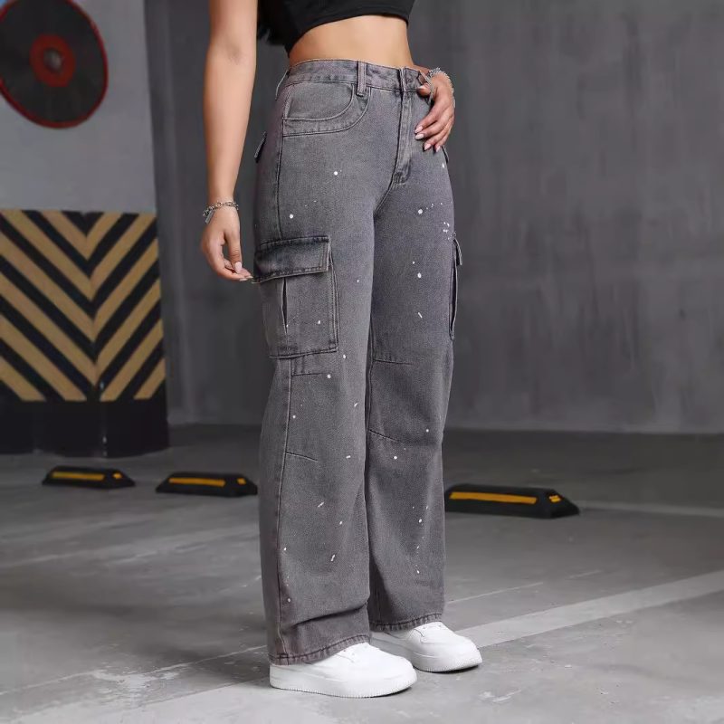 Summer Denim Cargo Pants - Big Pockets & Straight Leg - Image 3