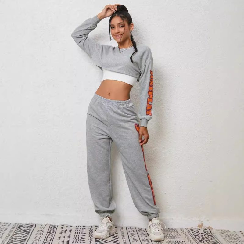 Letter Graphic Embroidery Casual Suit - Image 3
