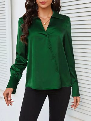 Satin Cross V-Neck Top – Button Cardigan for Spring/Summer