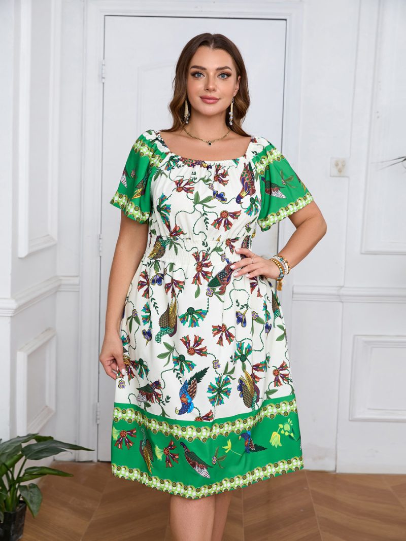 Plus Size Bohemian Short Sleeve Summer Beach Dress - Image 5