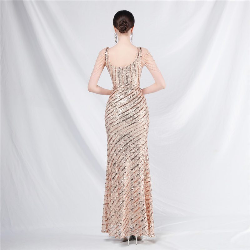 Handmade Sequin & Velvet Evening Dress - Light Luxury - Image 4