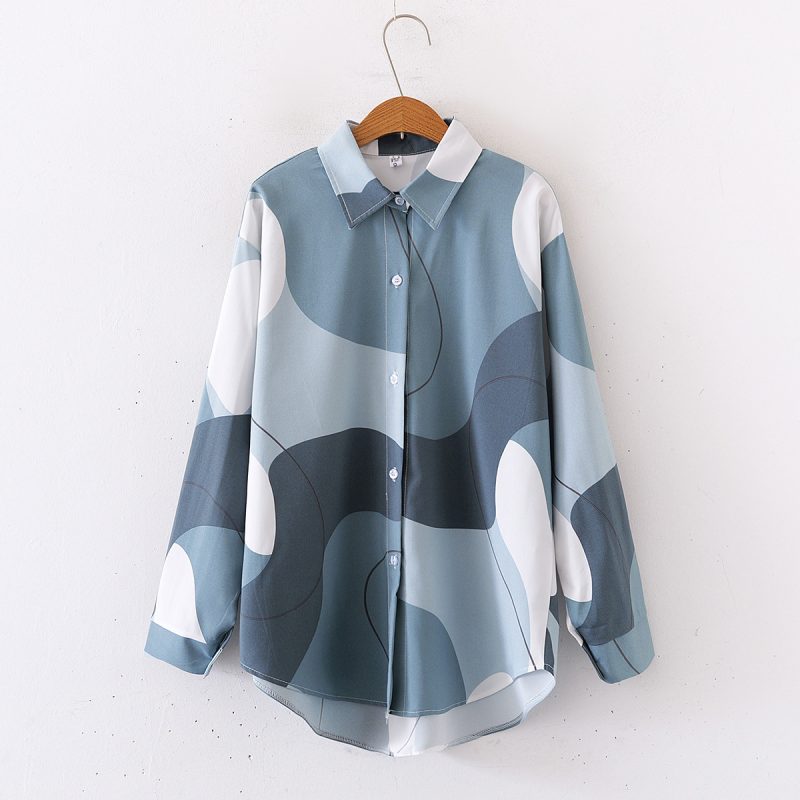 Women's Printed Loose Collared Shirt - Long Sleeves - Image 4