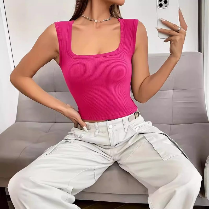 Sexy Sunken Stripe Camisole - Slimming Chest & Waist, Wide Shoulder Straps
