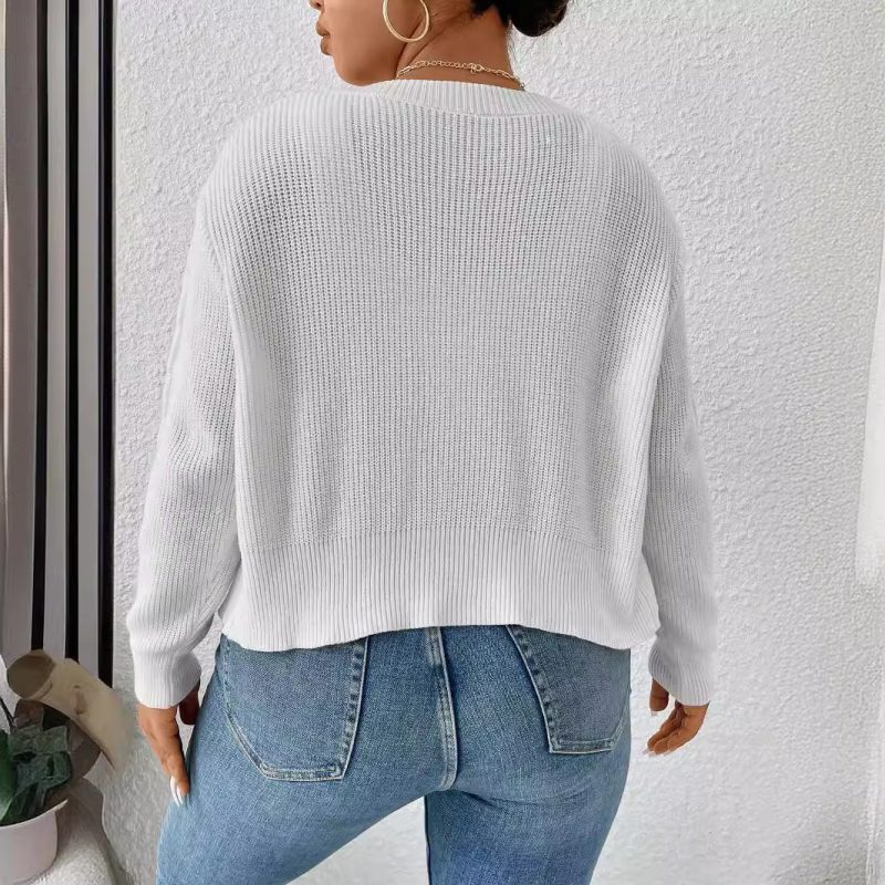 White Knitted Cardigan - Buckle-Free Autumn/Winter Coat - Image 4