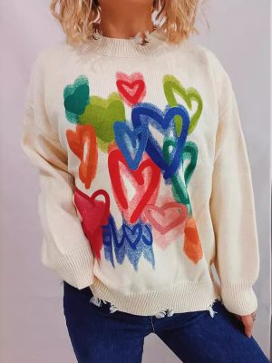 Retro Printed Graffiti Sweater – Japanese Korean Style