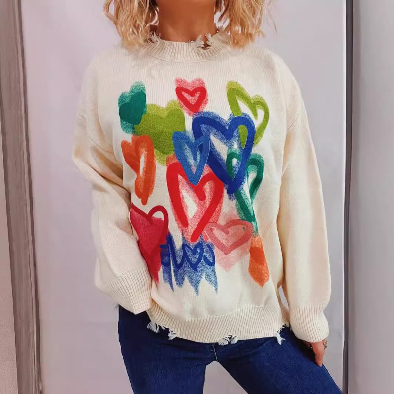 Retro Printed Graffiti Sweater - Japanese Korean Style