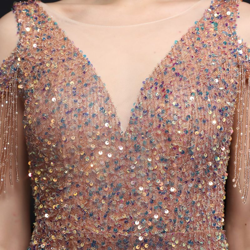 Colorful Sequin Fishtail Toast Dress - Slim Fit - Image 6