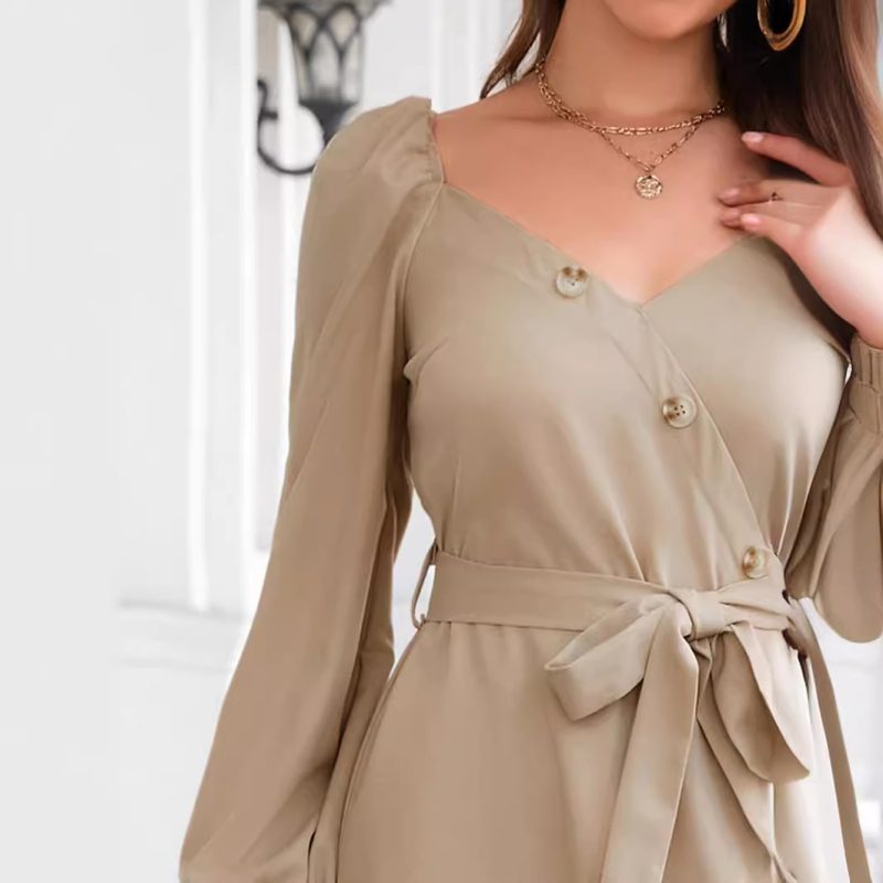Backless Tie Split Midi Dress - Spring Autumn Women’s Dress - Image 3