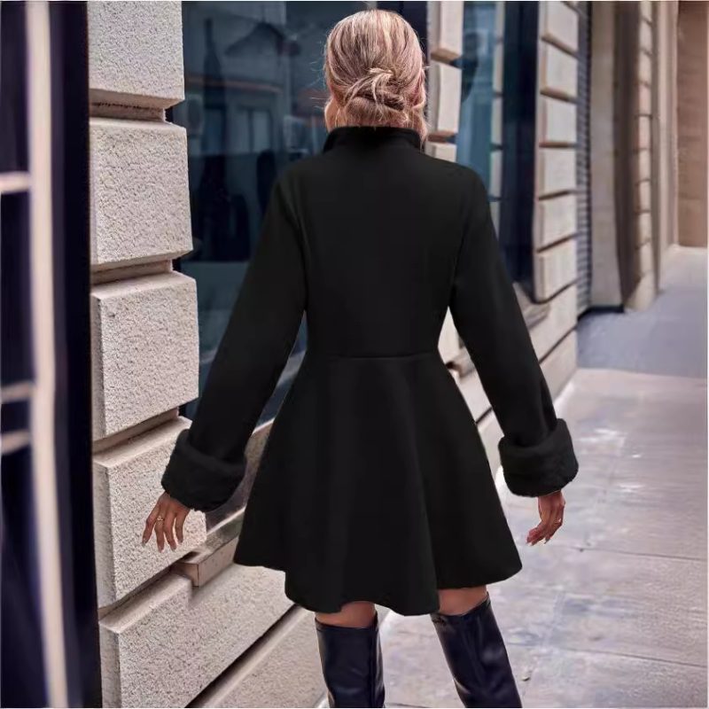Winter Leopard Print V Neck Coat - Office Long Sleeve - Image 4