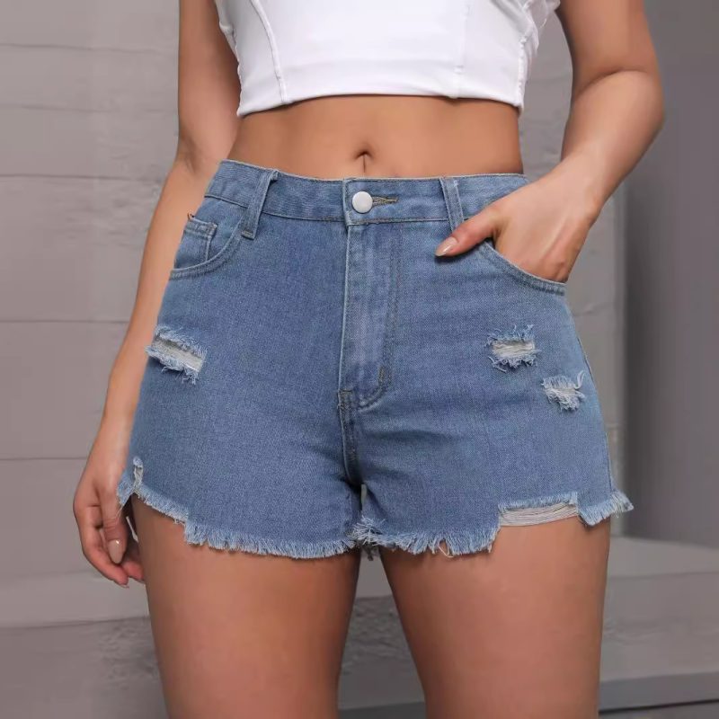 Hipster Ripped Denim Shorts for Women - Platform Street Style, Straight Fit