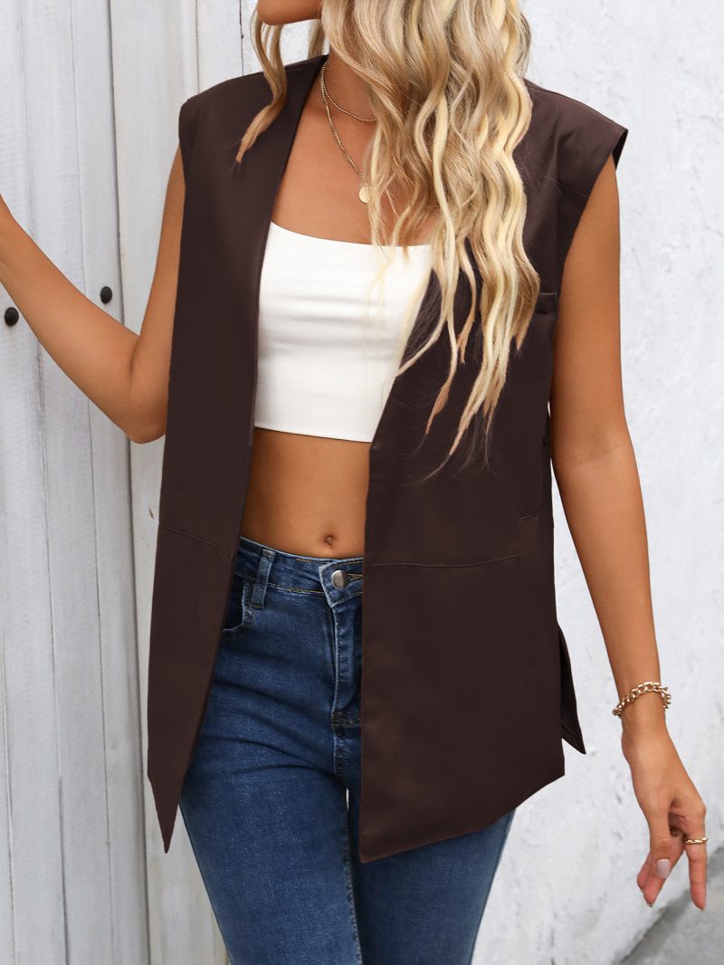 Summer Trend Faux Leather Sleeveless Waistcoat Vest for Women - Image 4