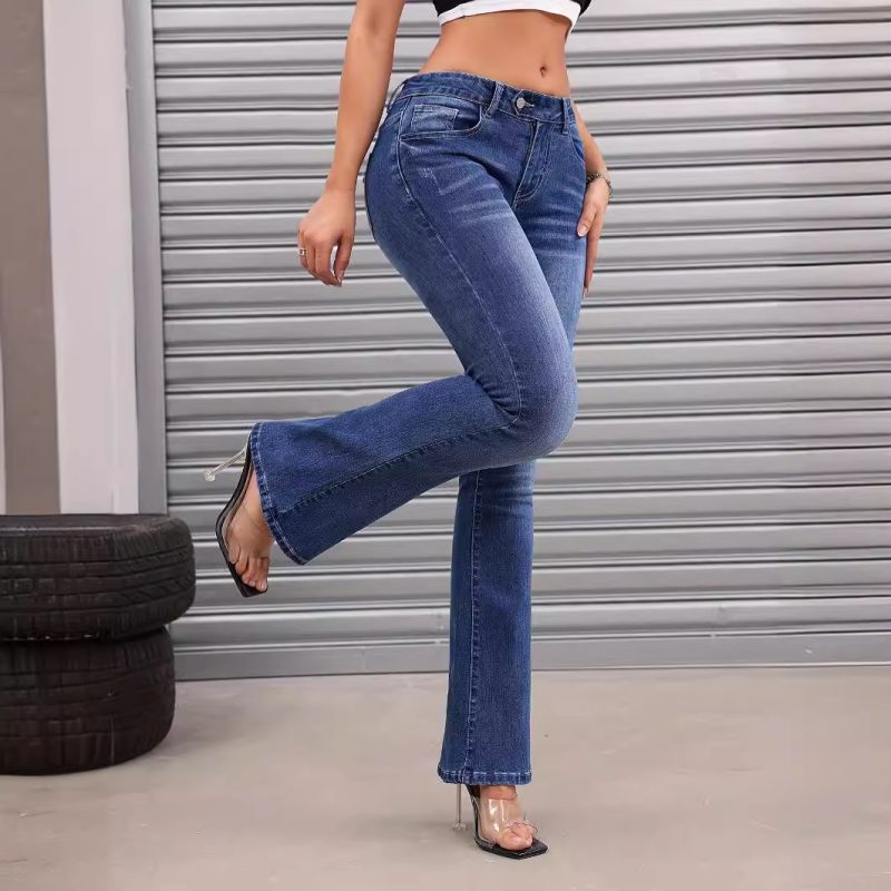 Slimming Slightly Flared Stretch Jeans for Women - Image 3