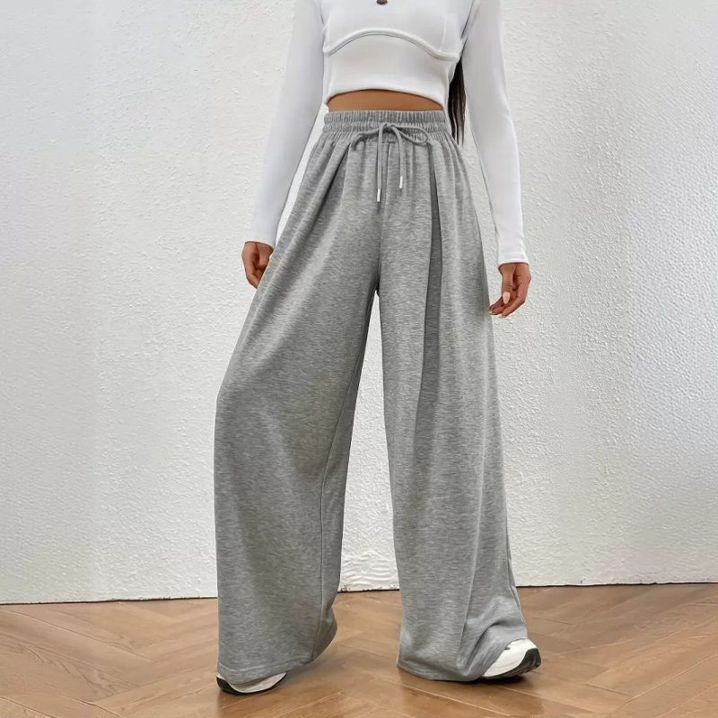 Slimming High-Waist Wide Leg Track Sweatpants - Spring/Autumn Casual - Image 2