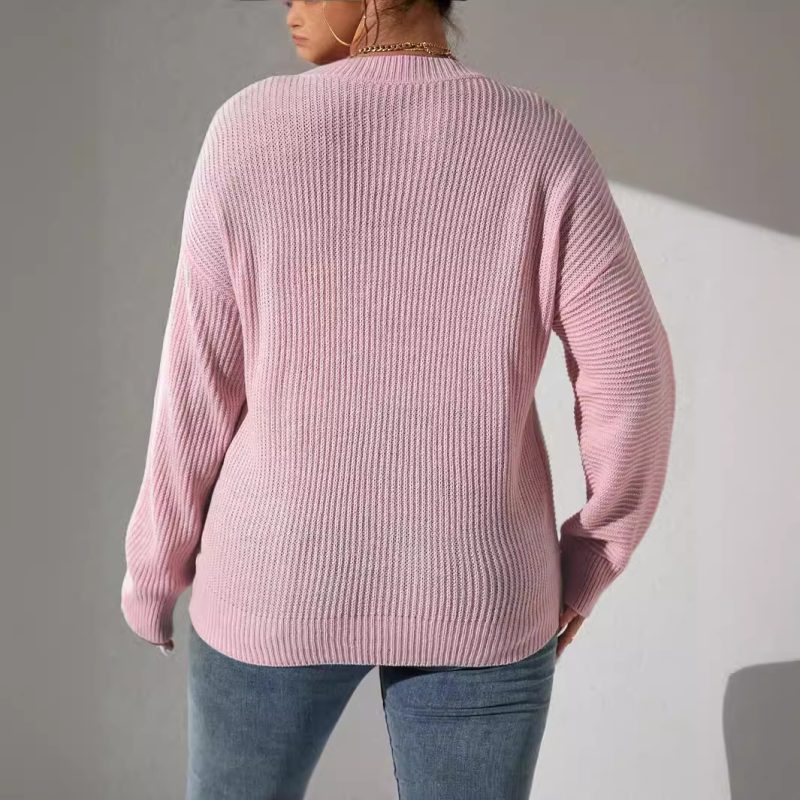 Autumn/Winter Contrast Color Round Neck Sweater for Women - Image 3