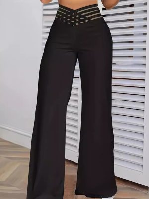 Fall High Waist Hollow-Out Straight Leg Pants