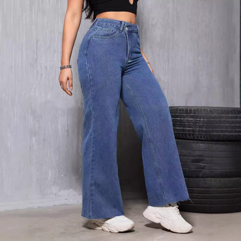 Retro High Waist Loose Straight Blue Jeans for Women - Image 4
