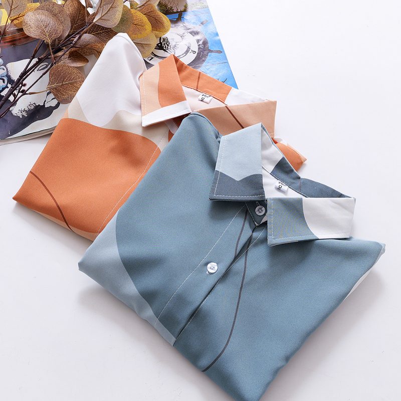 Women's Printed Loose Collared Shirt - Long Sleeves - Image 3