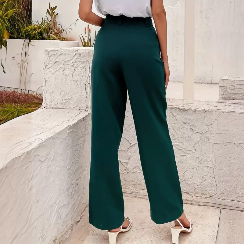 Elegant High-Waist Wide Leg Pants - Office & Casual Wear - Image 4