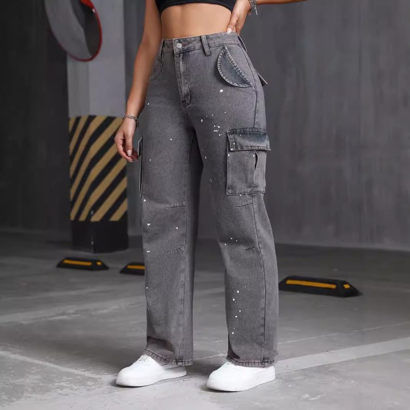 Summer Denim Cargo Pants - Big Pockets & Straight Leg - Image 4
