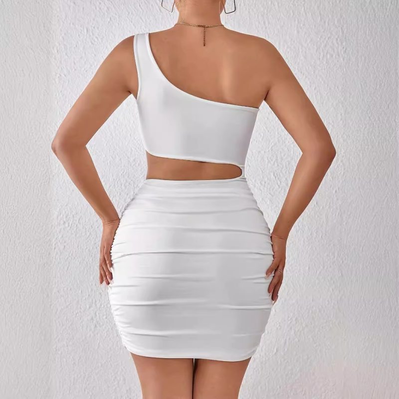 Sexy Shoulder Belt Faux Two-Piece Hip Dress - Image 3
