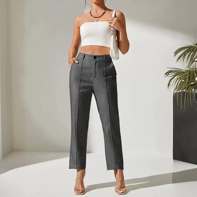 Slimming Straight Leg Work Pants for Women - Business Attire